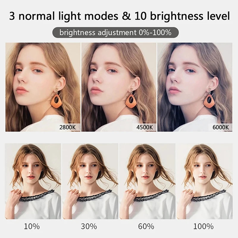 10 inch LED Selfie Ring Light Dimmable Photography Fill Lamp with Mini tripod for Mobile Phone Live Video Photo Studio Ringlight