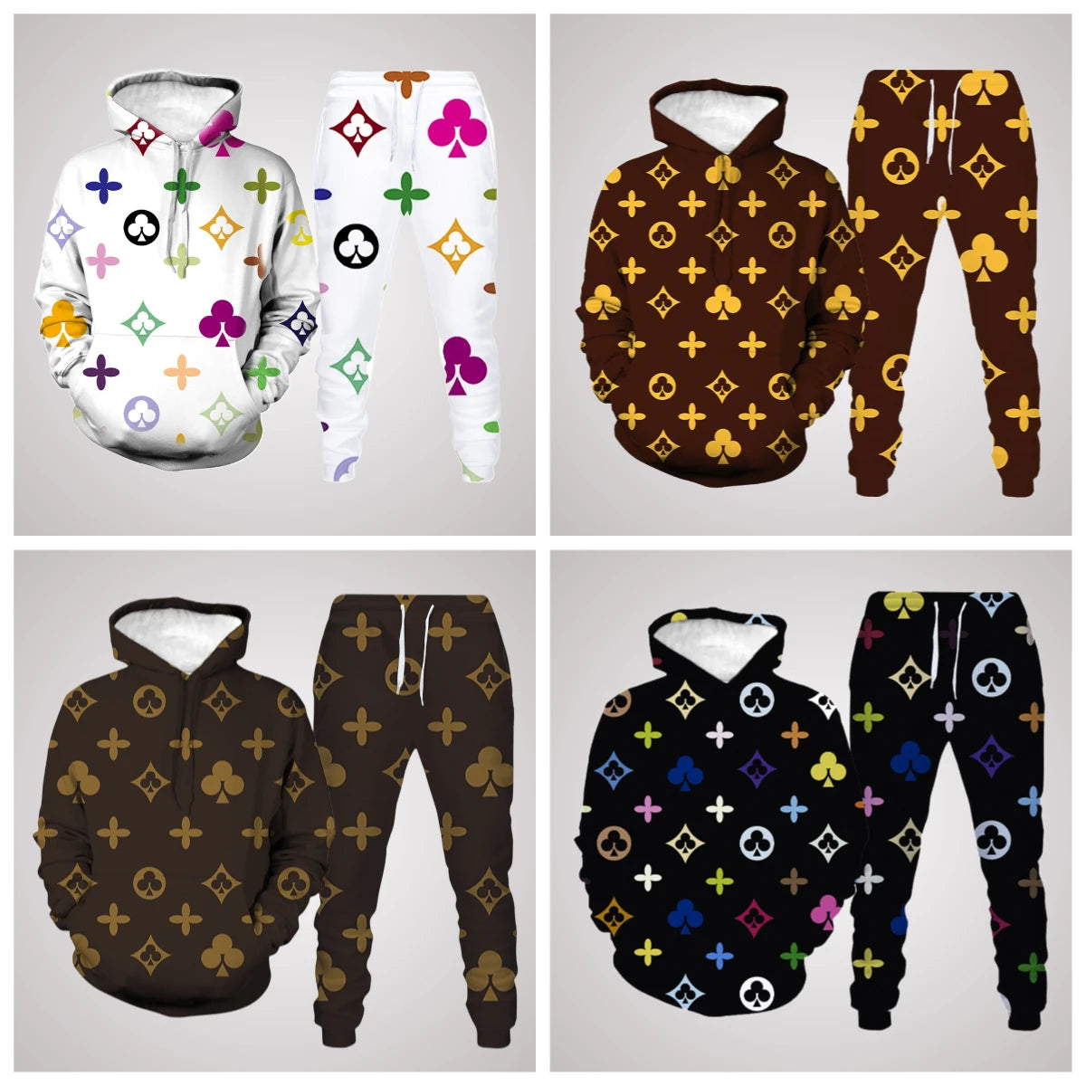 25/26 Hoodie Set Fashionable Light Luxury 3D Printed Autumn/Winter Adult Men's and Women's Same Top Long Pants Bathroom Pants