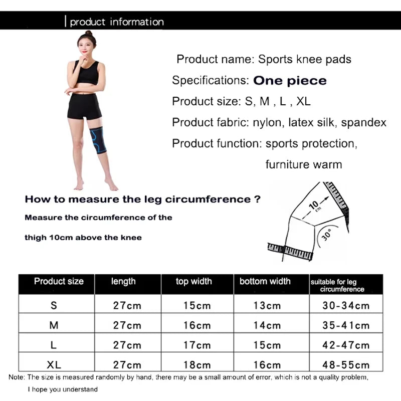 1PC Knee Brace Elastic Compression Knee Sleeve Leg Wrap for Sports Running Fitness Gym Exercise Outdoor Prevent Arthritis