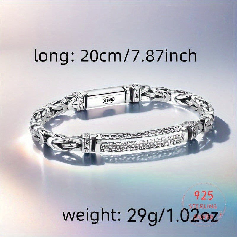 100% Solid 925 Sterling Silver Metal Bracelet for Women Vintage Handmade Simple