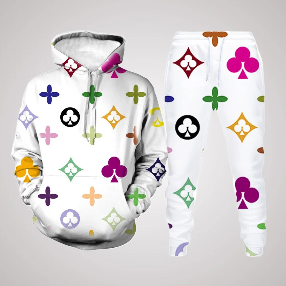 25/26 Hoodie Set Fashionable Light Luxury 3D Printed Autumn/Winter Adult Men's and Women's Same Top Long Pants Bathroom Pants