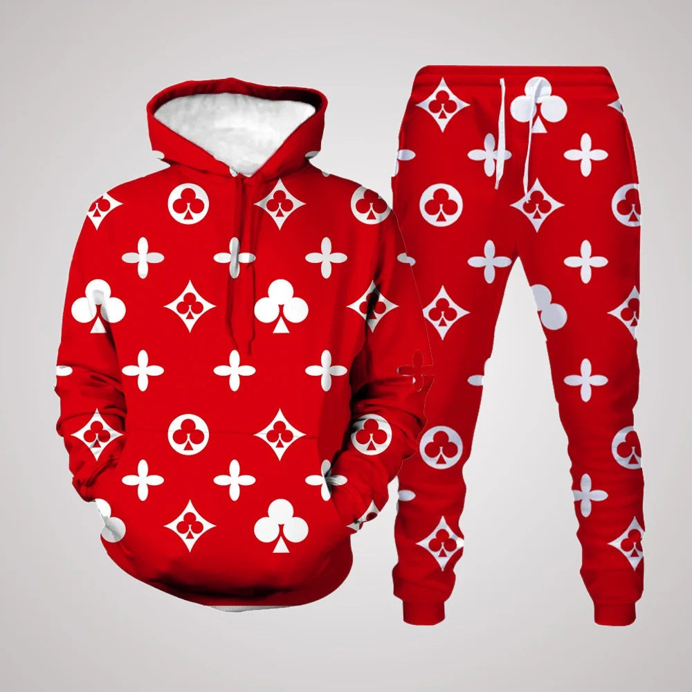 25/26 Hoodie Set Fashionable Light Luxury 3D Printed Autumn/Winter Adult Men's and Women's Same Top Long Pants Bathroom Pants