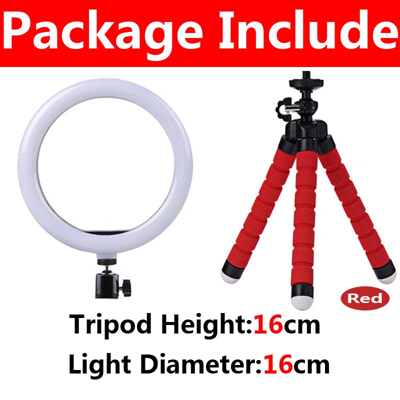 10 inch LED Selfie Ring Light Dimmable Photography Fill Lamp with Mini tripod for Mobile Phone Live Video Photo Studio Ringlight