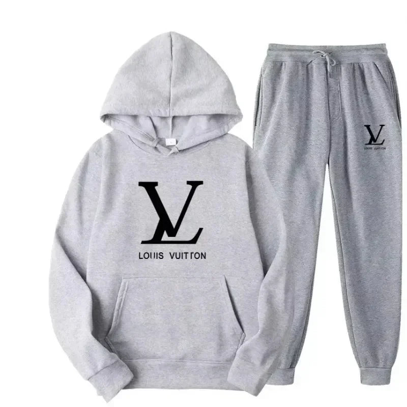 2025 new autumn and winter men's and women's hooded sportswear sets and long pants sets, outdoor fashionable jogging men's casua