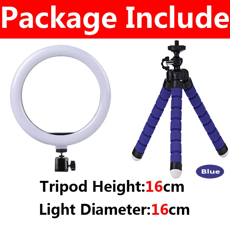 10 inch LED Selfie Ring Light Dimmable Photography Fill Lamp with Mini tripod for Mobile Phone Live Video Photo Studio Ringlight