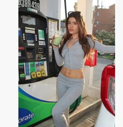 2025 Spring Fashion New Casual Women's Sets Long Sleeve Zipper Hoodie Tops and Pants Streetwear White Two 2 Piece Set Outfits