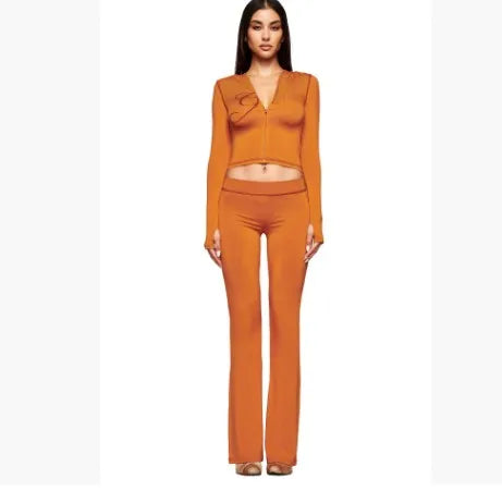 2025 Spring Fashion New Casual Women's Sets Long Sleeve Zipper Hoodie Tops and Pants Streetwear White Two 2 Piece Set Outfits